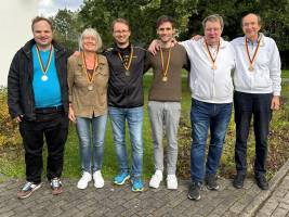 von links: Silber für Tobias Förster - Anne Gladiator; Gold für Dr. Paul Grünke - Florian Alter und Bronze für Michael Gromöller - Helmut Häusler